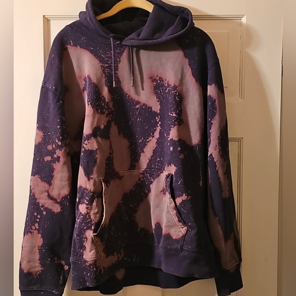 J.Crew Vintage Fleece Bleach Dye Hoodie Pullover Size L Oversized